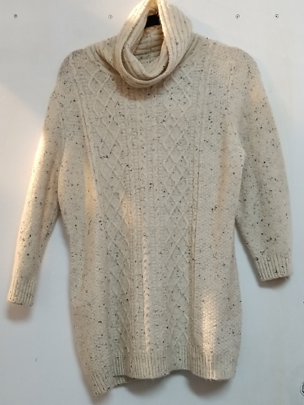 Speckled Cream Cable Turtleneck Sweater
